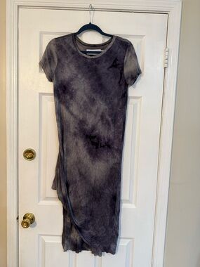 Gypsy Warrior Gray Tie-Dye Asymmetrical Midi Dress